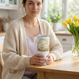 Spring Bloom Easter travel mug with handle, 17oz stainless steel