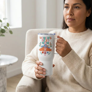 For the Best Mum travel mug with handle, personalised Mother's Day gift