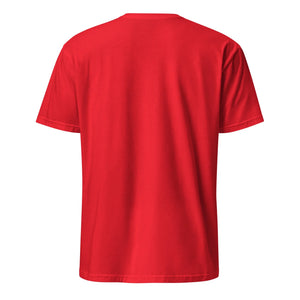 Unisex basic red softstyle t-shirt shown from the back on white background