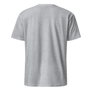 Back view of unisex basic sport grey softstyle t-shirt with short sleeves