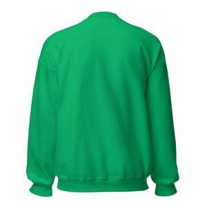 Unisex Irish green crew neck sweatshirt back view, plain, long sleeves, casual apparel