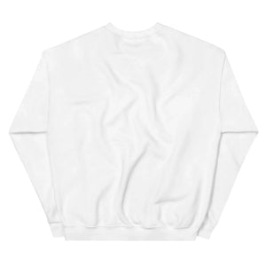Unisex white crew neck sweatshirt back view on plain background