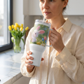 Hoppy Easter travel mug with handle, stainless steel, spill-proof lid