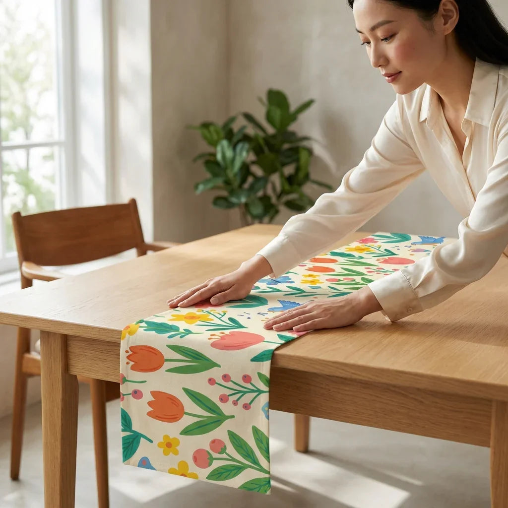 Easter Gathering personalised table runner, polyester custom printed