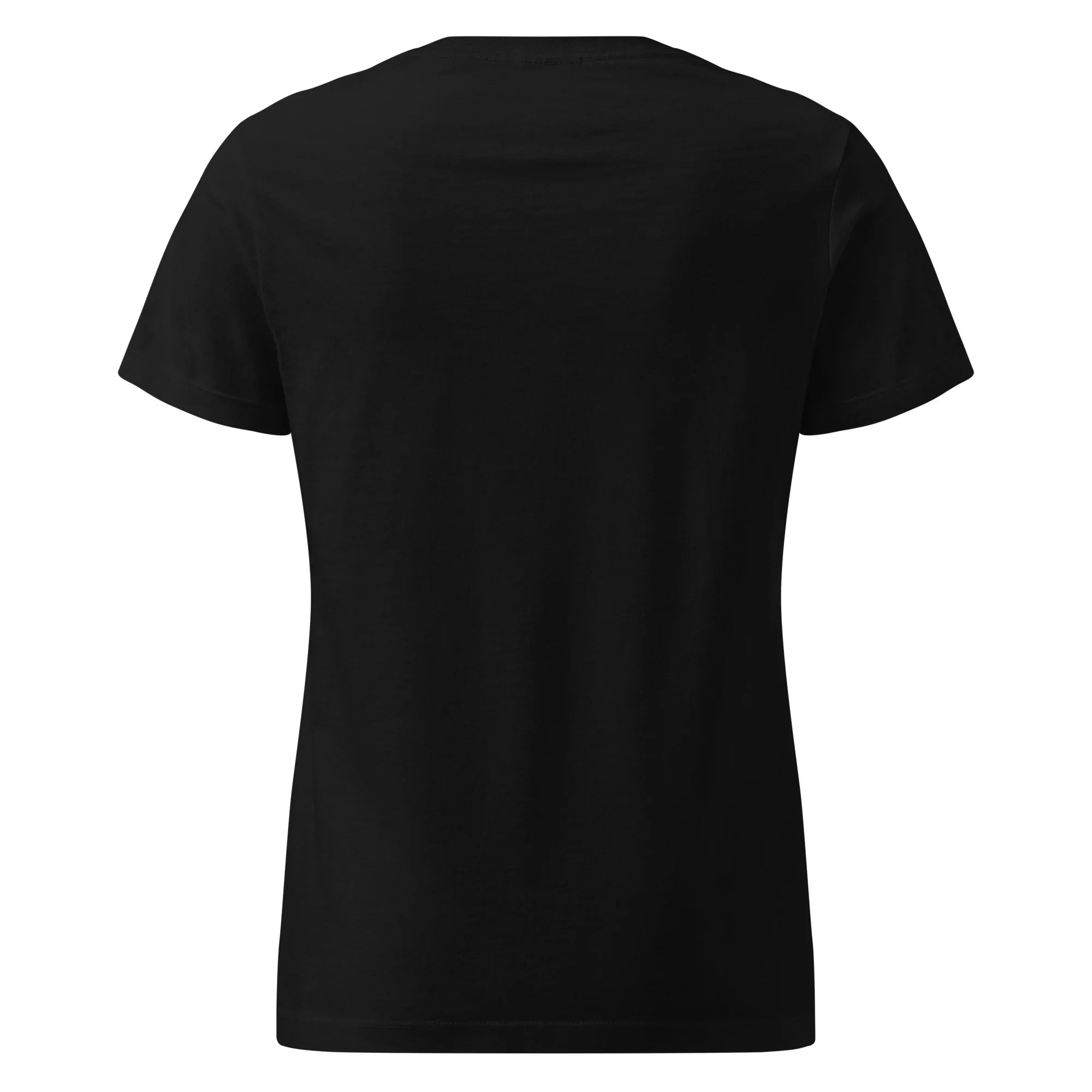Back view of women's basic black softstyle t-shirt with short sleeves