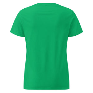Women's basic softstyle t-shirt in solid Irish green, shown from the back