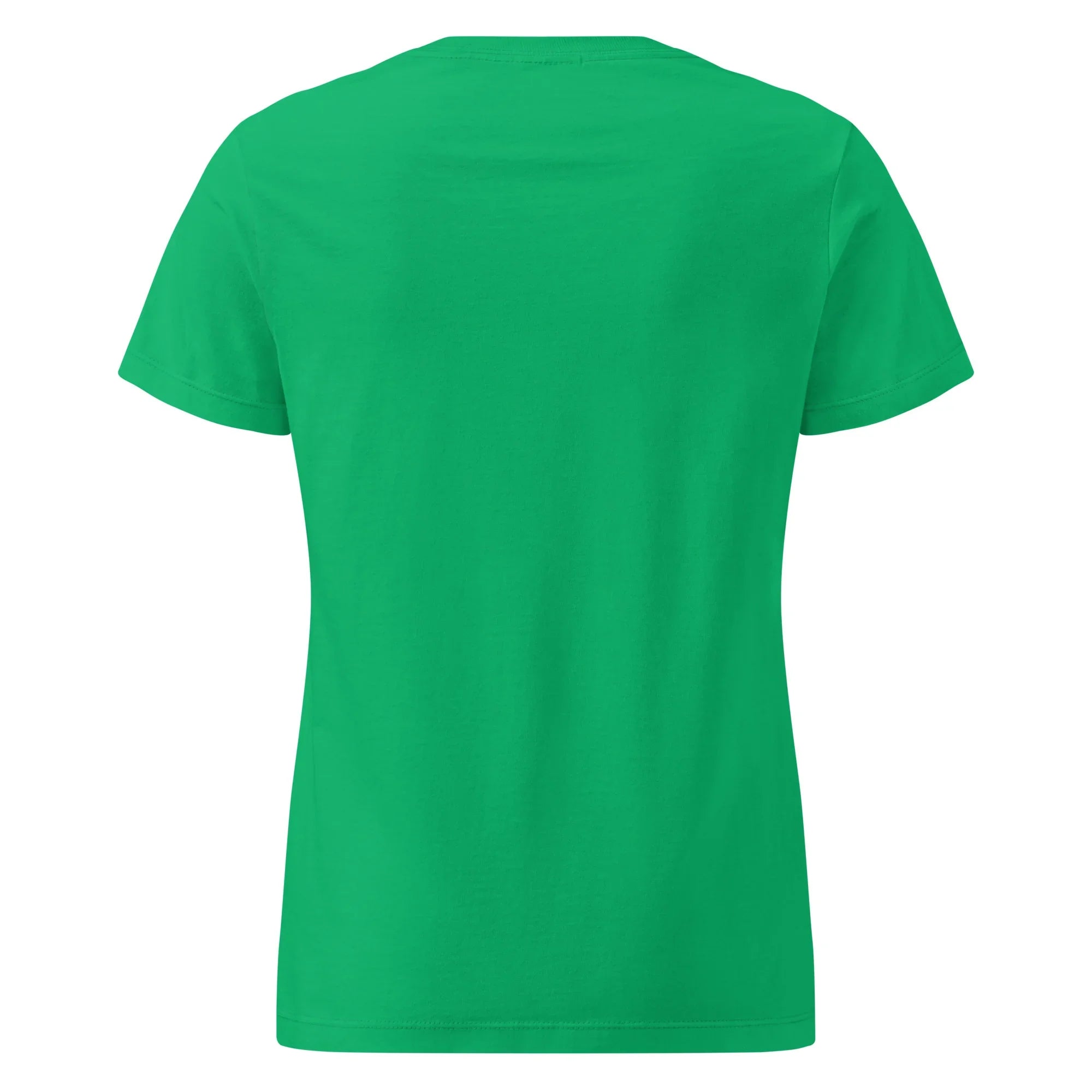 Back view of a women's basic softstyle t-shirt in solid Irish green color