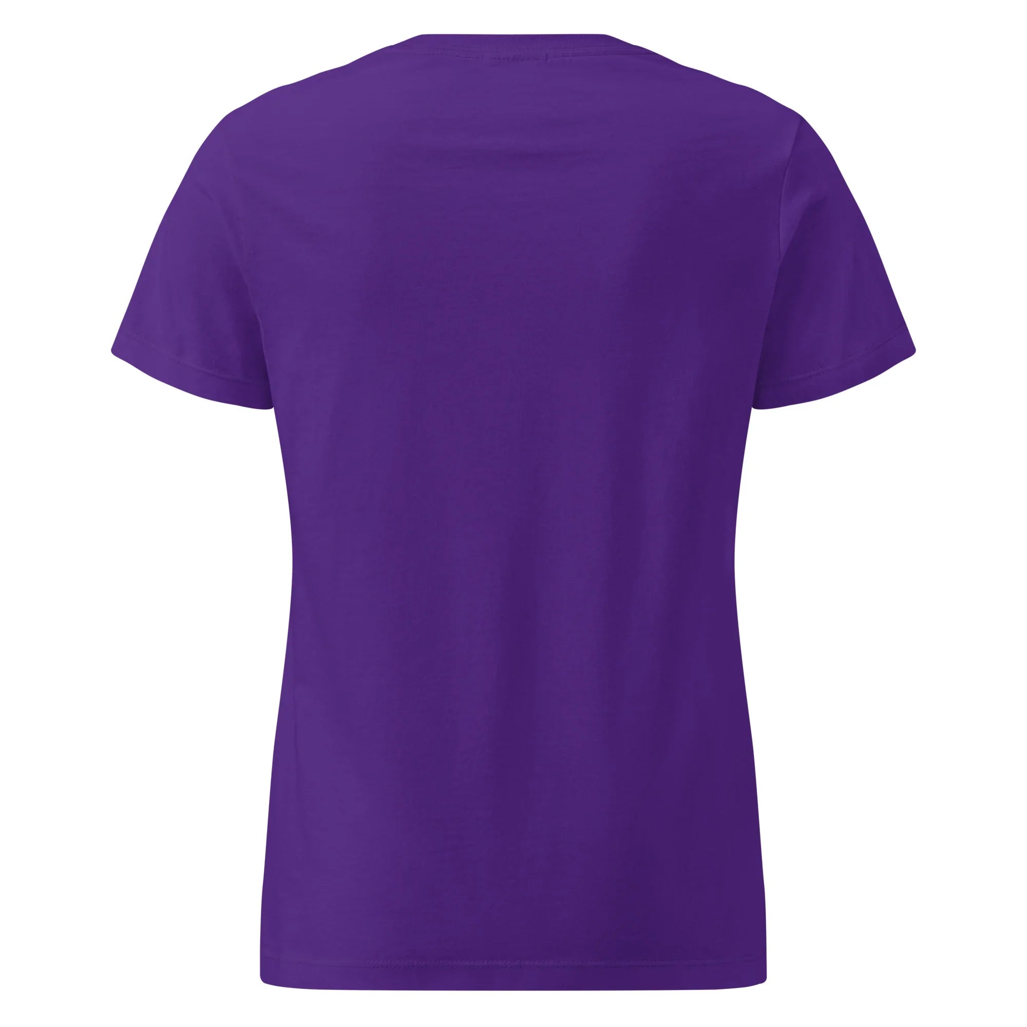 women's basic softstyle t-shirt in solid purple, back view, short sleeves