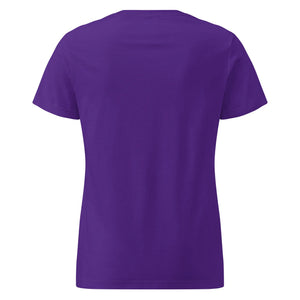 women's basic softstyle t-shirt in solid purple, back view, short sleeves