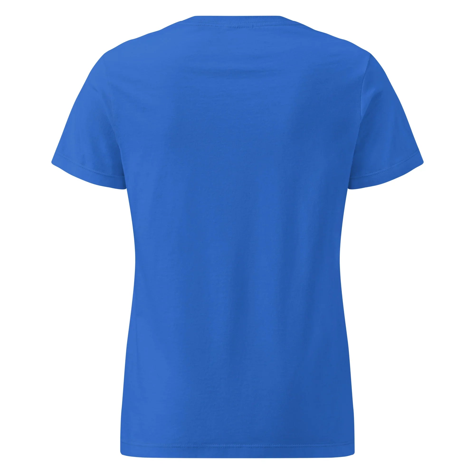 Back view of women’s royal blue basic softstyle t-shirt with short sleeves