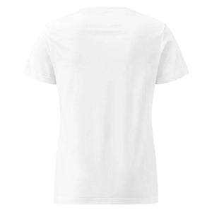 women's basic softstyle white t-shirt back view on plain background
